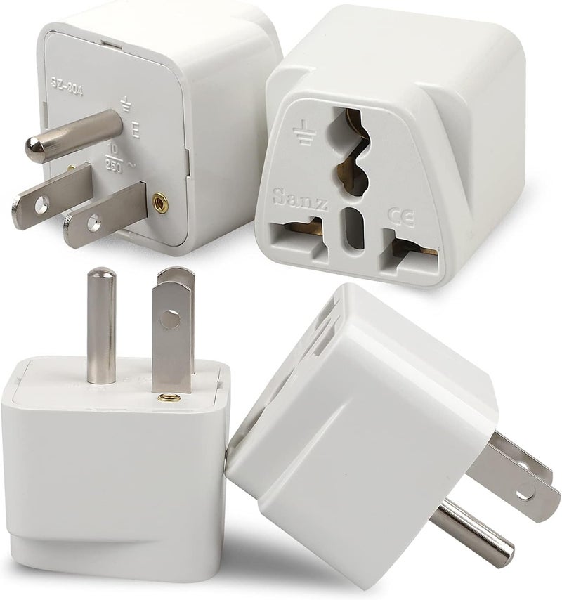 Romeda 4 Pack Universal Adapter, Europe to US Plug Travel Adapters (White) - Image 1
